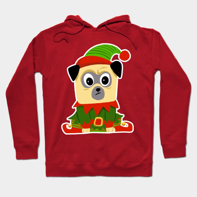 Christmas is coming, pug dressed up as christmas elf Hoodie by chillstudio
